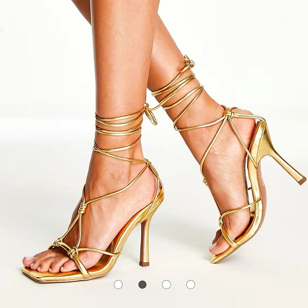 ASOS Gold Wrap Strappy Heels